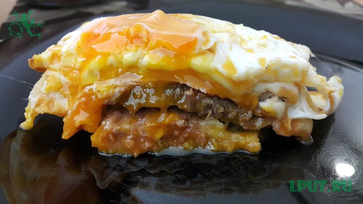 Вынутая из соуса Francesinha в разрезе